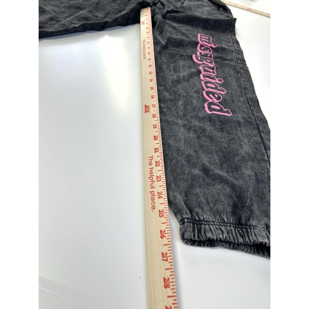 Missguided black acid wash sweatpants with pink graphic lettering - Picture 10 of 16